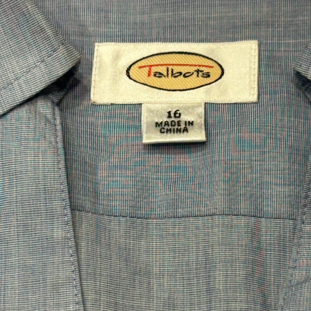 Plus Size Euc Talbots Fitted Blue Button Front 10… - image 7